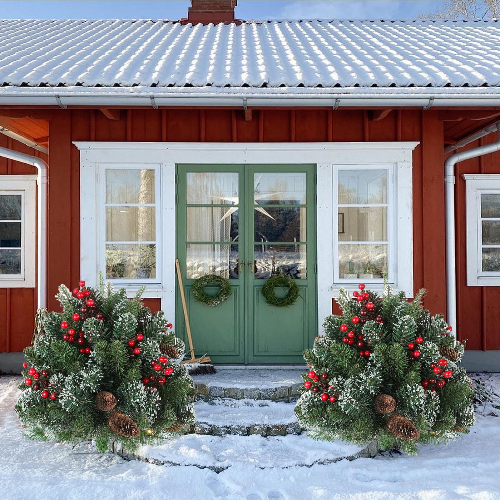 Décoration de Noël – Pâte avec arbre, cônes de pin et baies, décoration | Idéal pour la décoration, la terrasse, le jardin et les espaces extérieurs pendant la période des fêtes