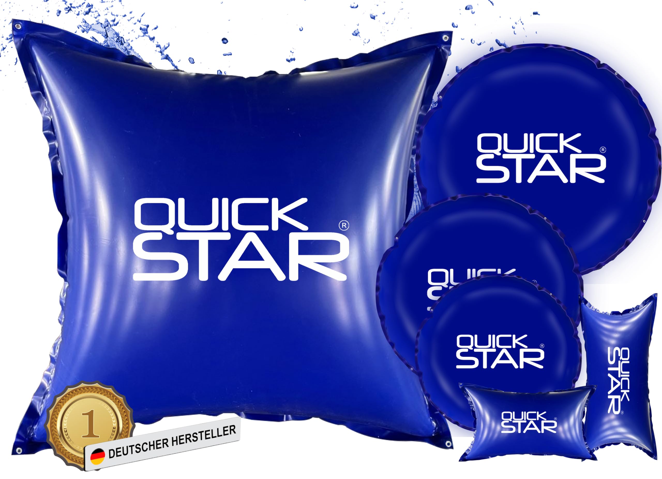 QUICK STAR Cojín de piscina de 200 x 400 cm, color azul, cojín de aire para piscina de invierno, 4 cuerdas y kit de reparación, cojín de invierno