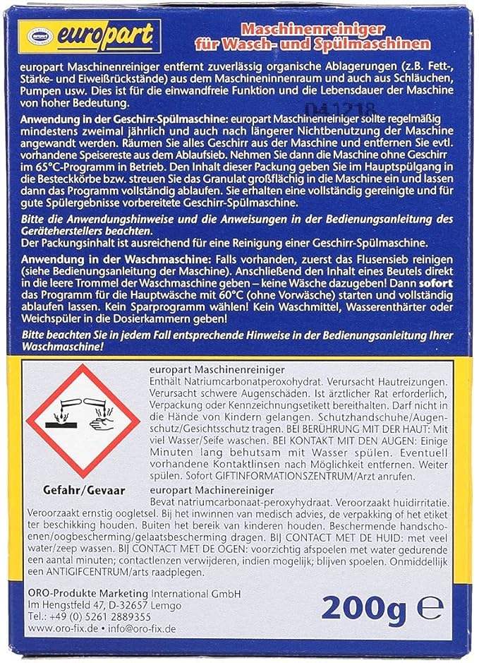 Maschinenreiniger 0g Waschmaschine Spulmaschine Reiniger Europart Amazon Fr Cuisine Et Maison