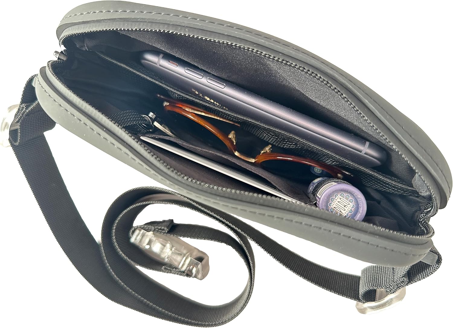 Soft-Touch Silicone Water-Resistant Fanny Pack/Sling Bag – Lightweight Crossbody Waist Bag for Everyday Essentials, Rainy Days, Travel & Workouts | Beach, Festivals & Hiking (Charcoal)