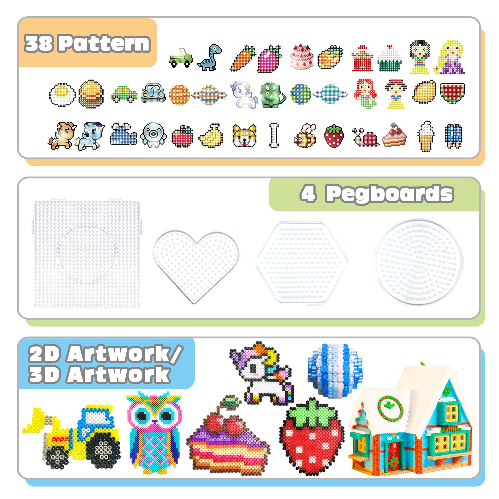 Set De Perles à Repasser, 11000 Pièces Perles De 5MM Avec Boîte De Rangement, Plaque Perle Papier à Repasser, Guide d'utilisation, Conception DIY De Bijoux, Pour Enfants Cadeau Noël Anniversaire