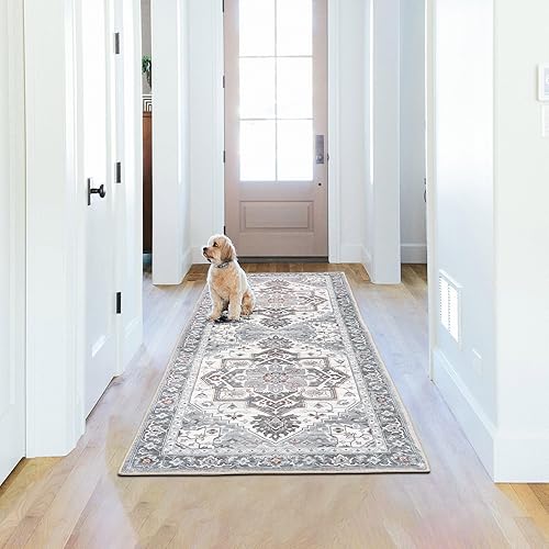 Miniatura 3 de Alfombra de pasillo de cocina de 2 x 6 pies, vintage, lavable, suave, resistente a las manchas, parte trasera de goma antideslizante no desprende