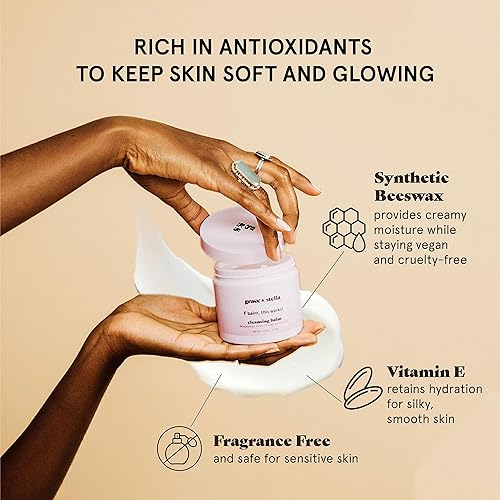 Miniatura 3 de grace & stella Bálsamo limpiador removedor de maquillaje - Limpiador facial hidratante con vitamina E para una piel suave y nutrida - Derrite