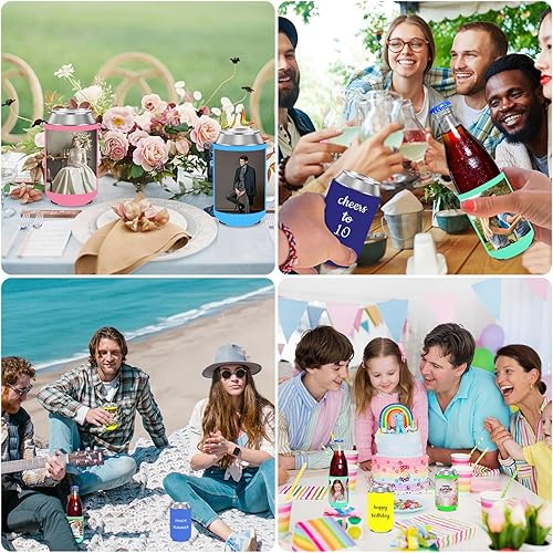Miniatura 7 de Fundas enfriadoras de latas personalizadas a granel, plegable a granel, soporte para botellas de bebidas con logotipo, texto de imagen, para bodas,