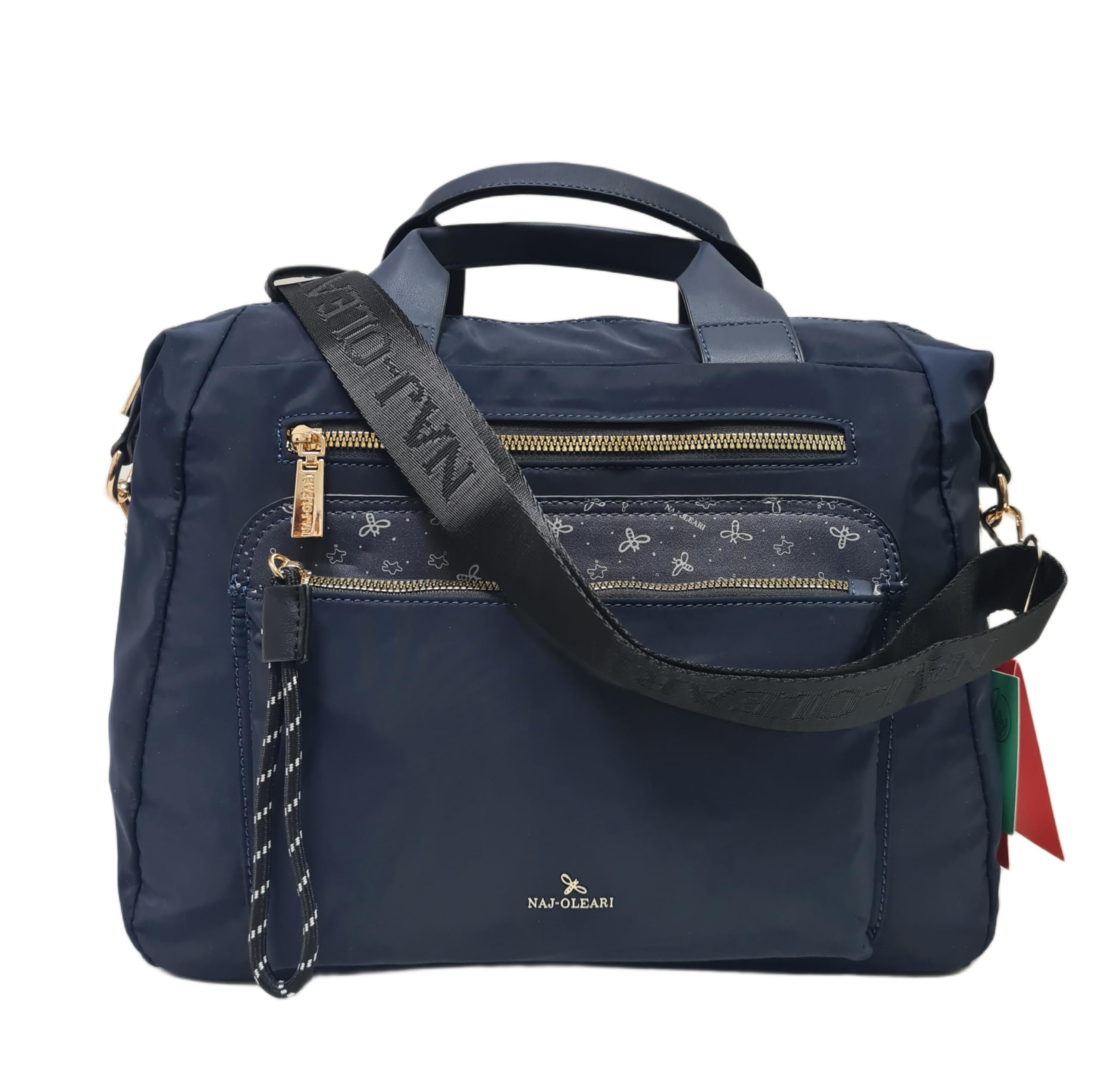 NAJ-OLEARI Borsa Donna In Nylon Cartella Multitasche Portadocumenti Multiuso ART. 61834 Prodotto Realizzato con 100% Nylon Riciclato (BLU)