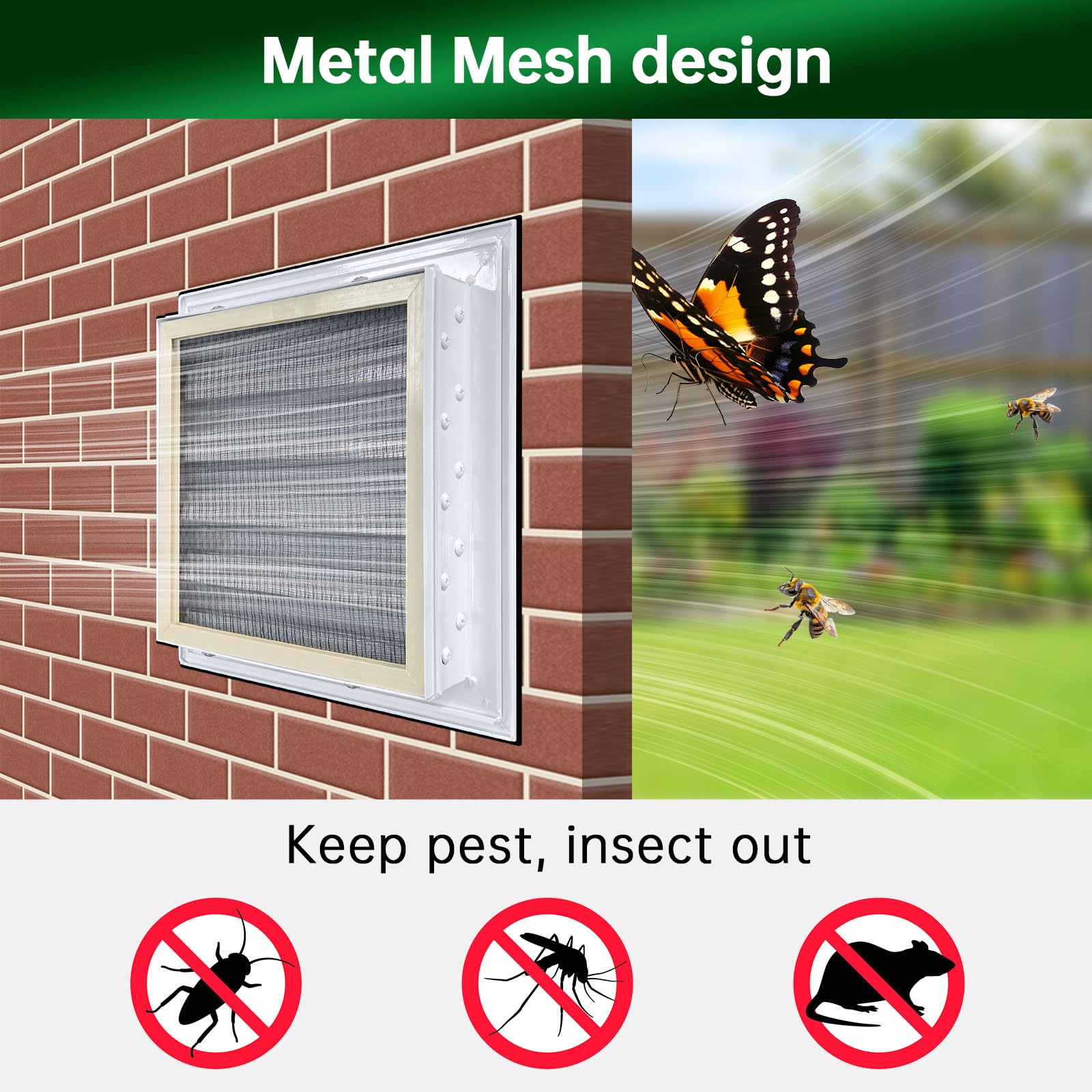 ForoGore Rejilla de ventilación de aluminio para ático de 30,5 x 30,5 cm con rejillas de ventilación para puerta mosquitera | Para ventilación exterior de puerta en el cobertizo de la casa