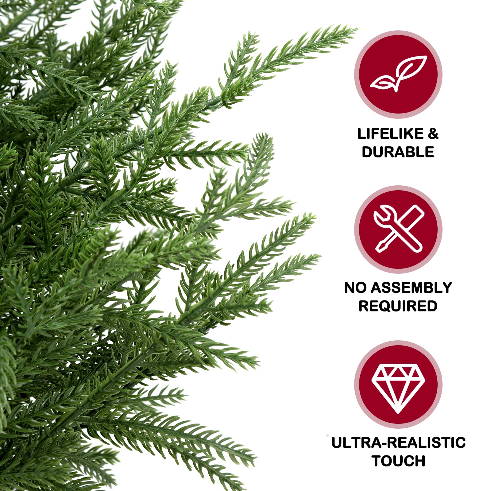 Amazon.com: ENVEN 2FT Artificial Norfolk Pine Christmas Tree  Tabletop  Faux Tree Unlit/Prelit with 50 LED Lights & 8-Function Battery Box,  Pre-Assembled Holiday Decor for Home or Office (2FT-1Pack) : Home &