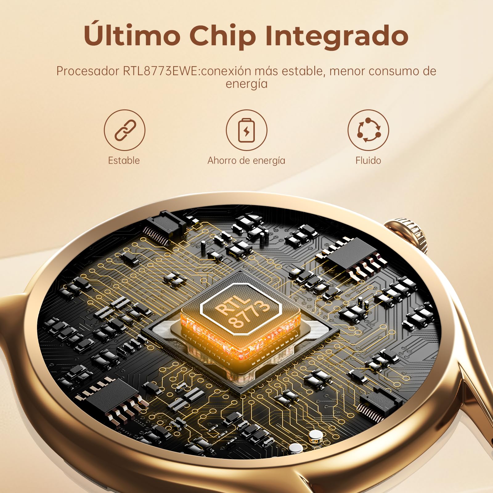 Reloj Inteligente Mujer con Pantalla AMOLED 1,43" Smartwatch Deportivo Impermeable IP68, Monitor Sueño/SpO2/Ciclo Menstrual, 120+ Modos Deporte, Diseño Ultra Delgado Elegante (Oro Rosa/Negro)