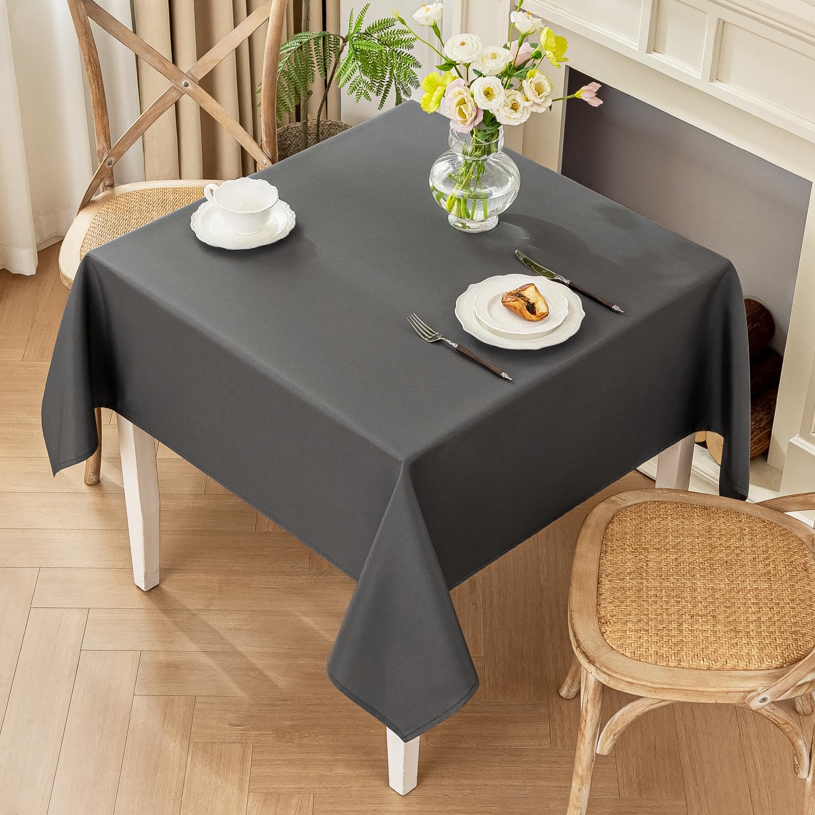 Moonooda Tischdecke, Tischdecken Abwaschbar 180g/㎡ Tischtuch aus Polyester Wasserabweisend mit Lotuseffekt, Dauerhaft Kratzfest für Wohnzimmer, Esszimmer, Balkon, Garten