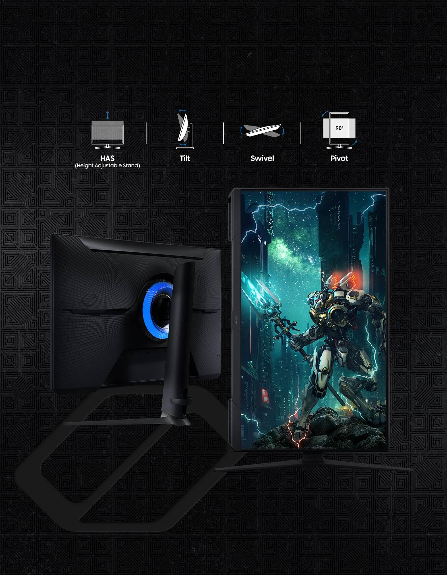 Samsung Écran PC Gaming Odyssey G30D 24'', 180Hz, 1ms, VA, Full HD (1920x1080), 3000:1, Ajustable en hauteur, pivotable, orientable, inclinable, LS24DG302EUXEN
