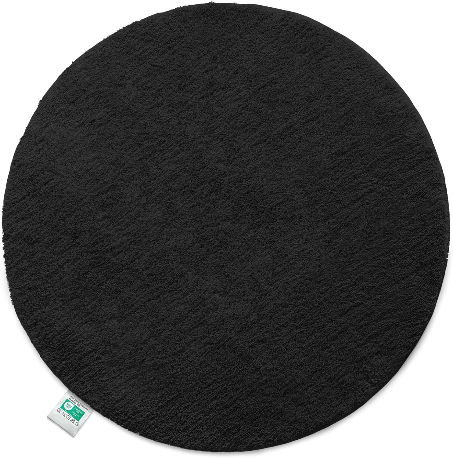 Floordirekt Badematte Sky - Badezimmerteppich - Weicher, dichter Hochflor - Rutschhemmend & Schnell trocknend - Geeignet für Fußbodenheizung - Eckig & Rund (Rund - Ø 95 cm, Schwarz)