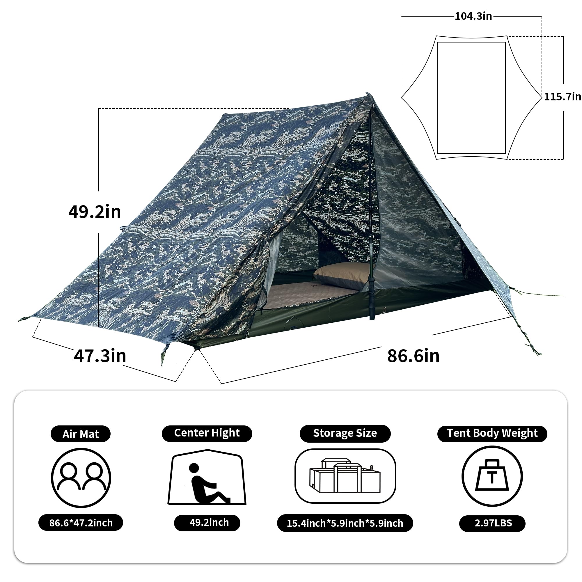 Amazon.com : TENPLAY Ultralight Backpacking Tent,2Person,Hiking