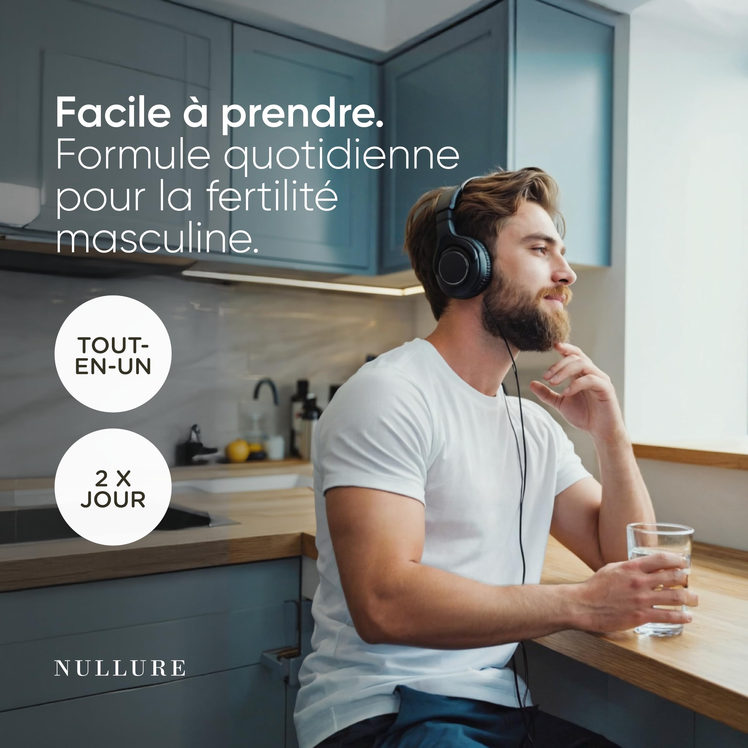Formule Fertilité Homme | Nullure | 120 gélules (2 mois) | Testé par tiers | Nombre & Motilité des Spermatozoïdes | L-carnitine + CoQ10 + L-arginine + Zinc | Sans additifs & Vegan | Fabriqué dans l'UE