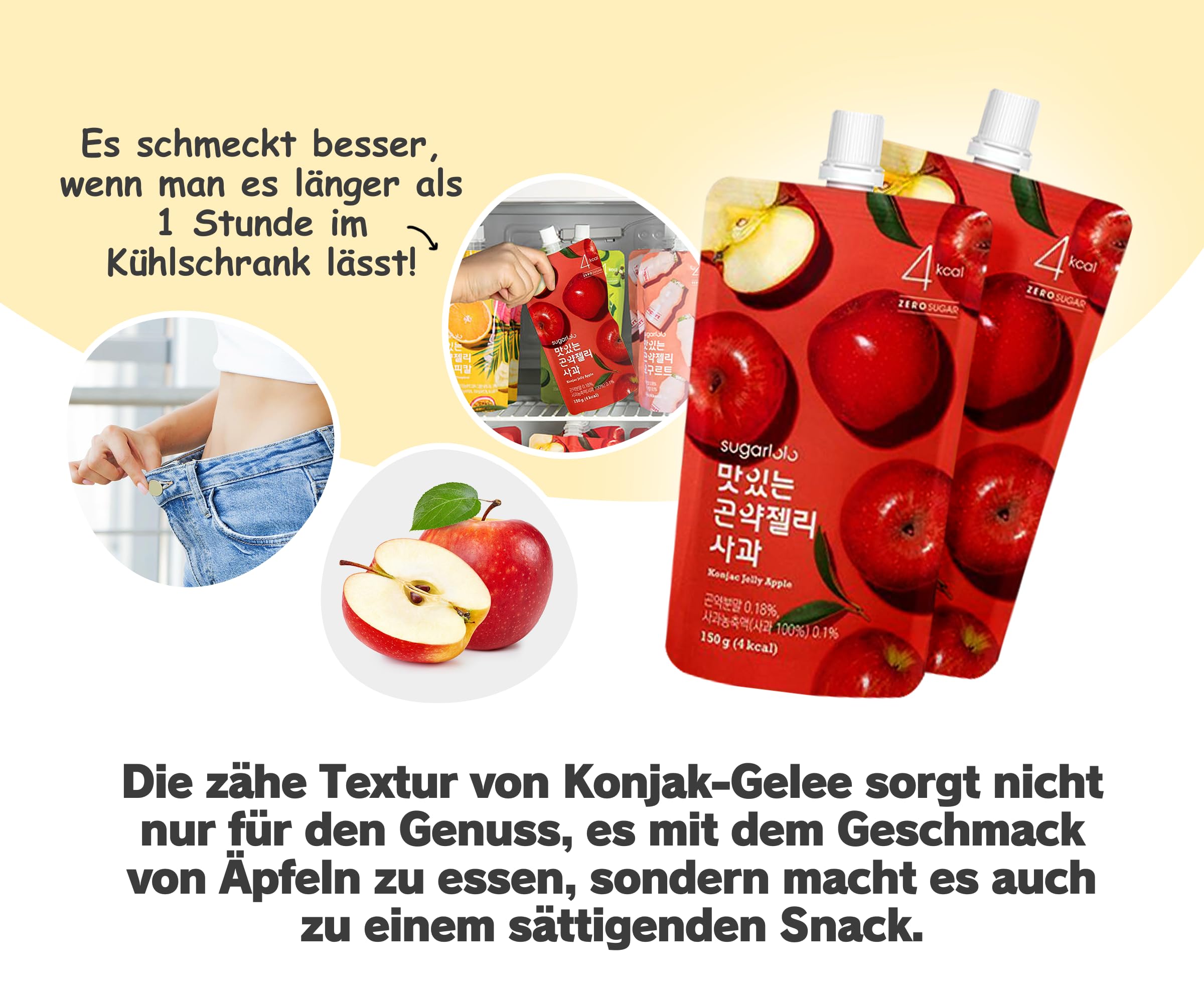 Intake Sugarlolo Konjac Getränk 150gx10 Apfel | Kalorienarmes, Zuckerfreies Fruchtgelee | Ideal für Diabetiker & Gesundheitsbewusste |Fruchtgeschmack | Sättigend & Lecker