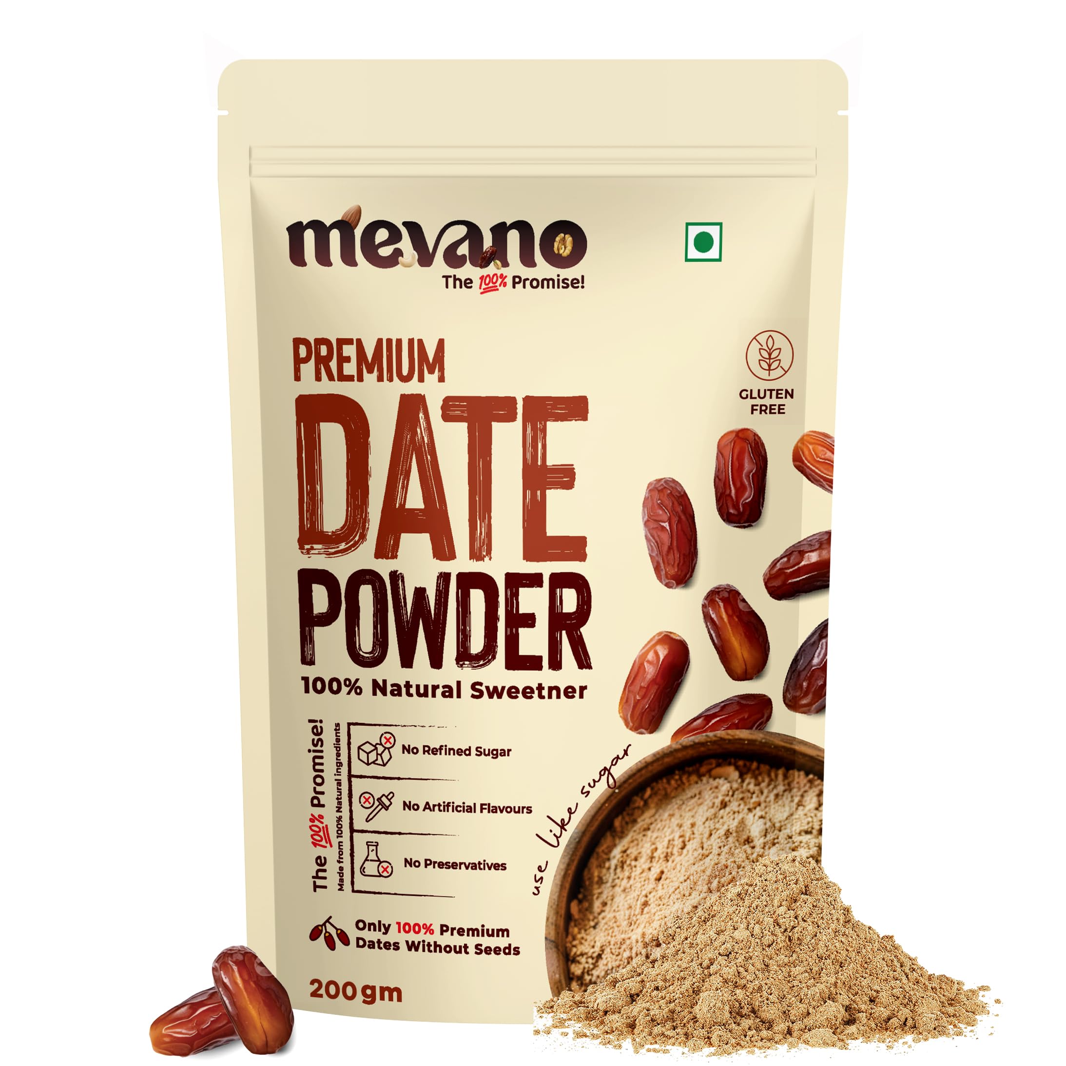 Mevano Arabian Dates Powder, 200g | UNPROCESSED, NATURAL Sweetener - No PRESERVATIVES | Seedless Kharik/Khajur/Khajoor/Dry Dates Powder | Healthy Sugar Substitute | Rich in Fibre & Minerals (B0DHV7SN4Z) Amazon Price History, Amazon Price Tracker
