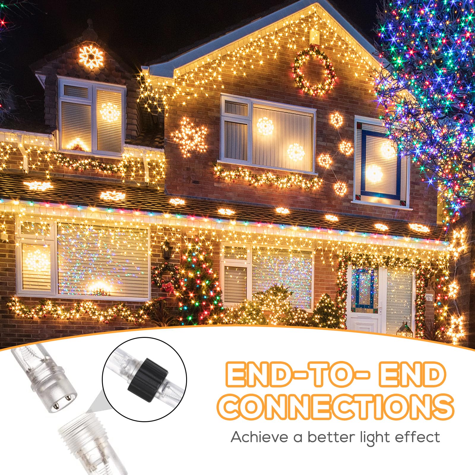 Elegear Tenda Luminosa Natale Esterno 20m 800LEDs, Luci Natale Esterno Cascata 8 Modalità con Memoria Impermeabile IP44 Tenda Luci Espandibile per Natalizie Finestra Balcone Patio Feste, Bianco caldo