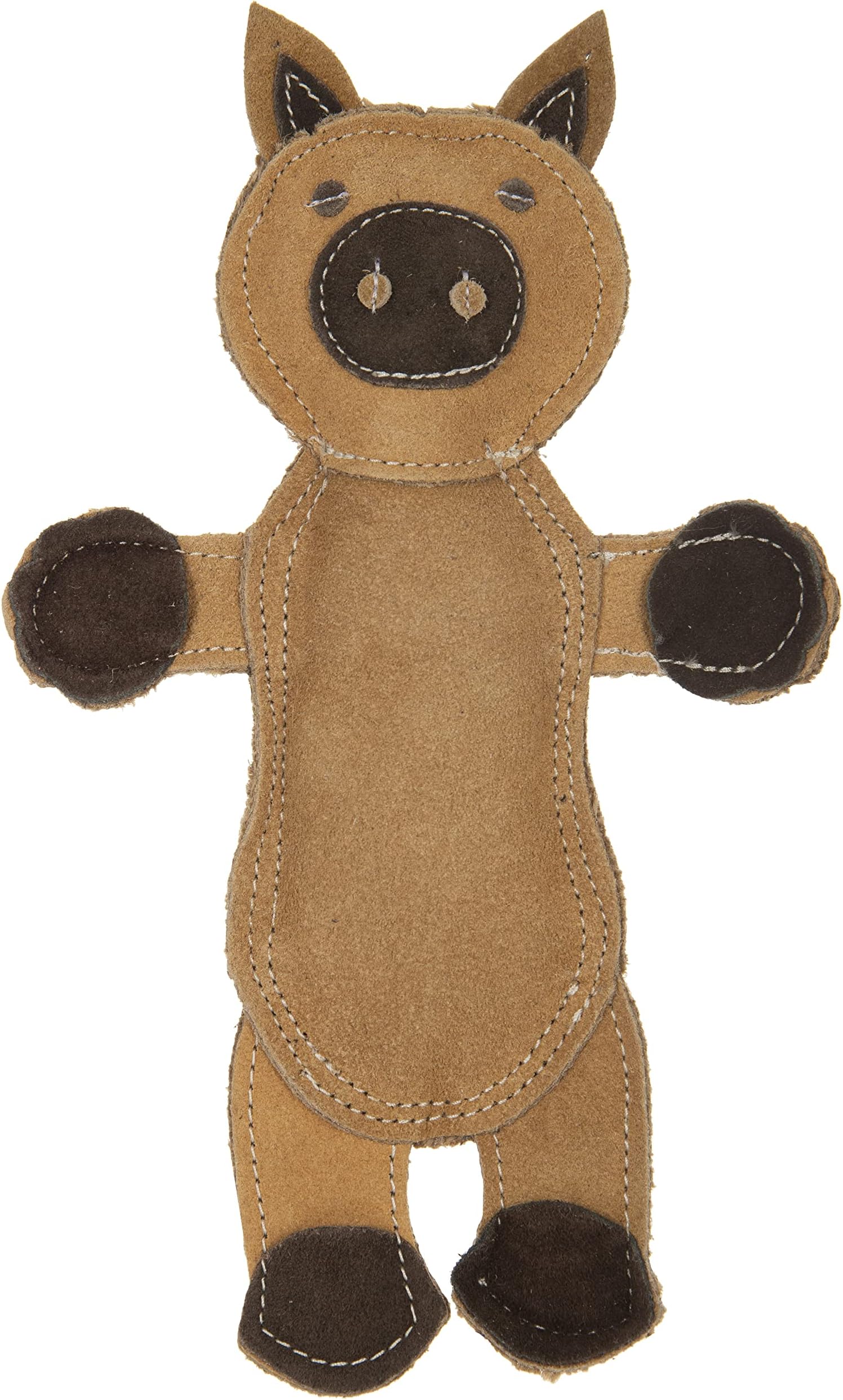 Pet Me Wolf Chew Squeak Toy Dura-Fused Leather Suede Coconut Fibre All Natural Organic Dog Squeak Chew Toy Interactive Toy Squeak Sound Toy