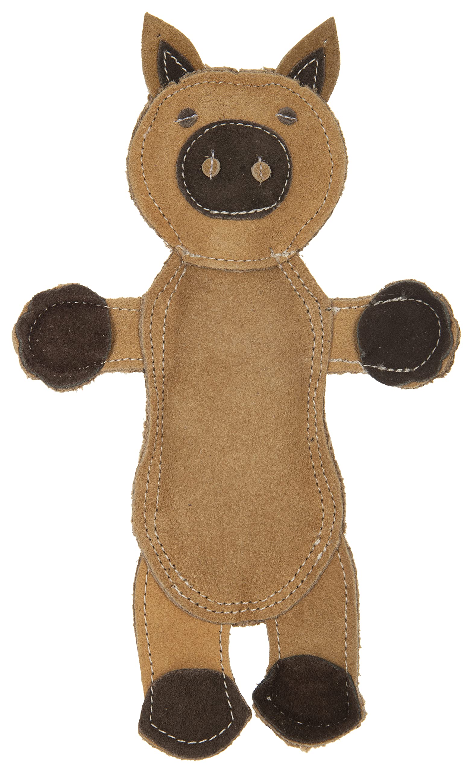 Pet Me Wolf Chew Squeak Toy Dura-Fused Leather Suede Coconut Fibre All Natural Organic Dog Squeak Chew Toy Interactive Toy Squeak Sound Toy