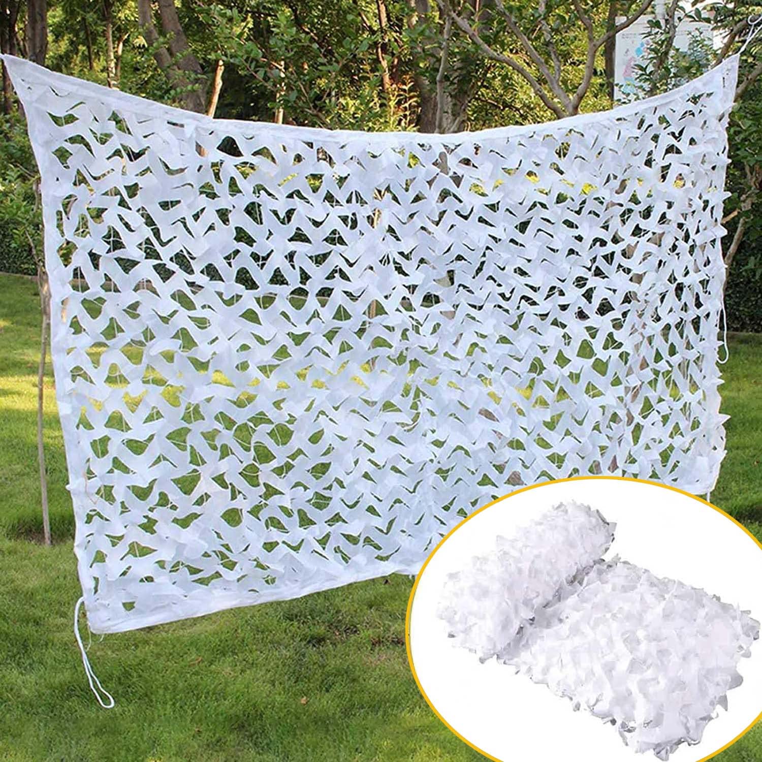 Tarnnetz Weiss Sonnenschutz,Tarnnetz Camouflage Net Sonnenschutznetze Party Dekoration,Sonnensegel Camouflage für Jagd Camping Outdoor Militär Sichtschutz Garten,2X2m