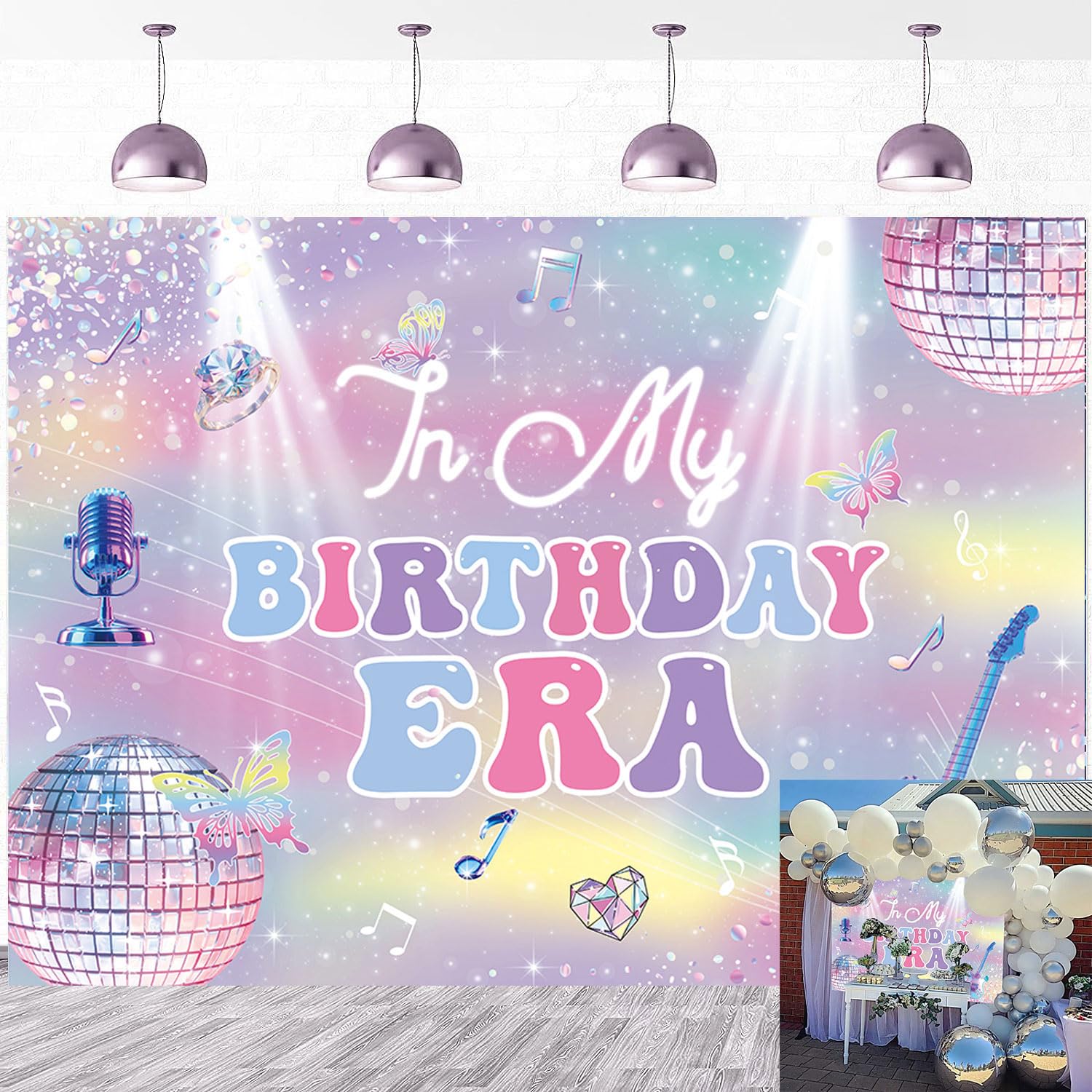 in My Birthday Era Backdrop Era's Girls Party Decoration Disco Balls Glitter Music Singer Party Banner Background for Girls Birthday Photo Booth Props