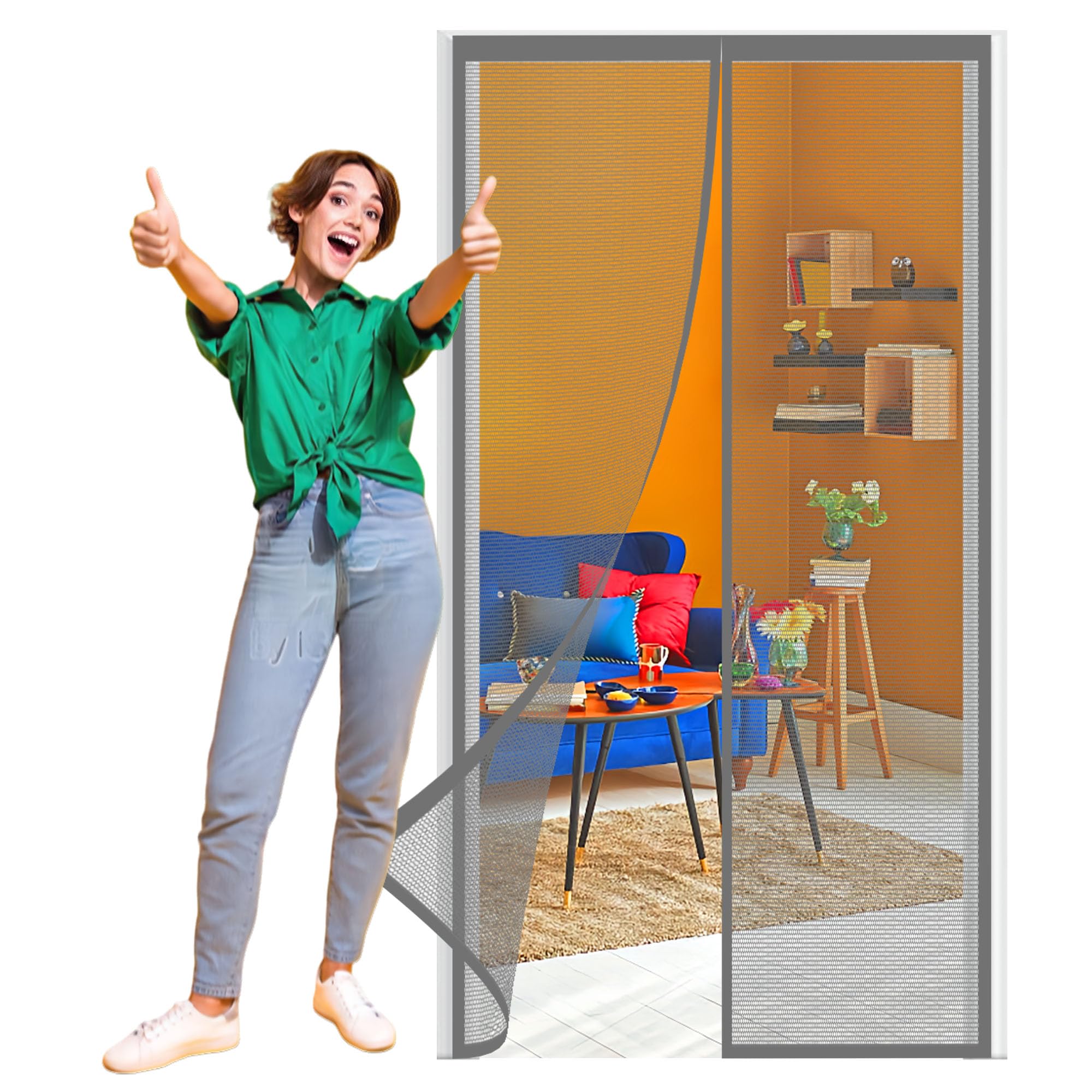 Fliegengitter Balkontür Schiebetür 172 x 210 cm Türvorhang Fliegenschutz Schiebetür Kinderleichte Klebemontage für Balkon Und Terrassentüren, Grau