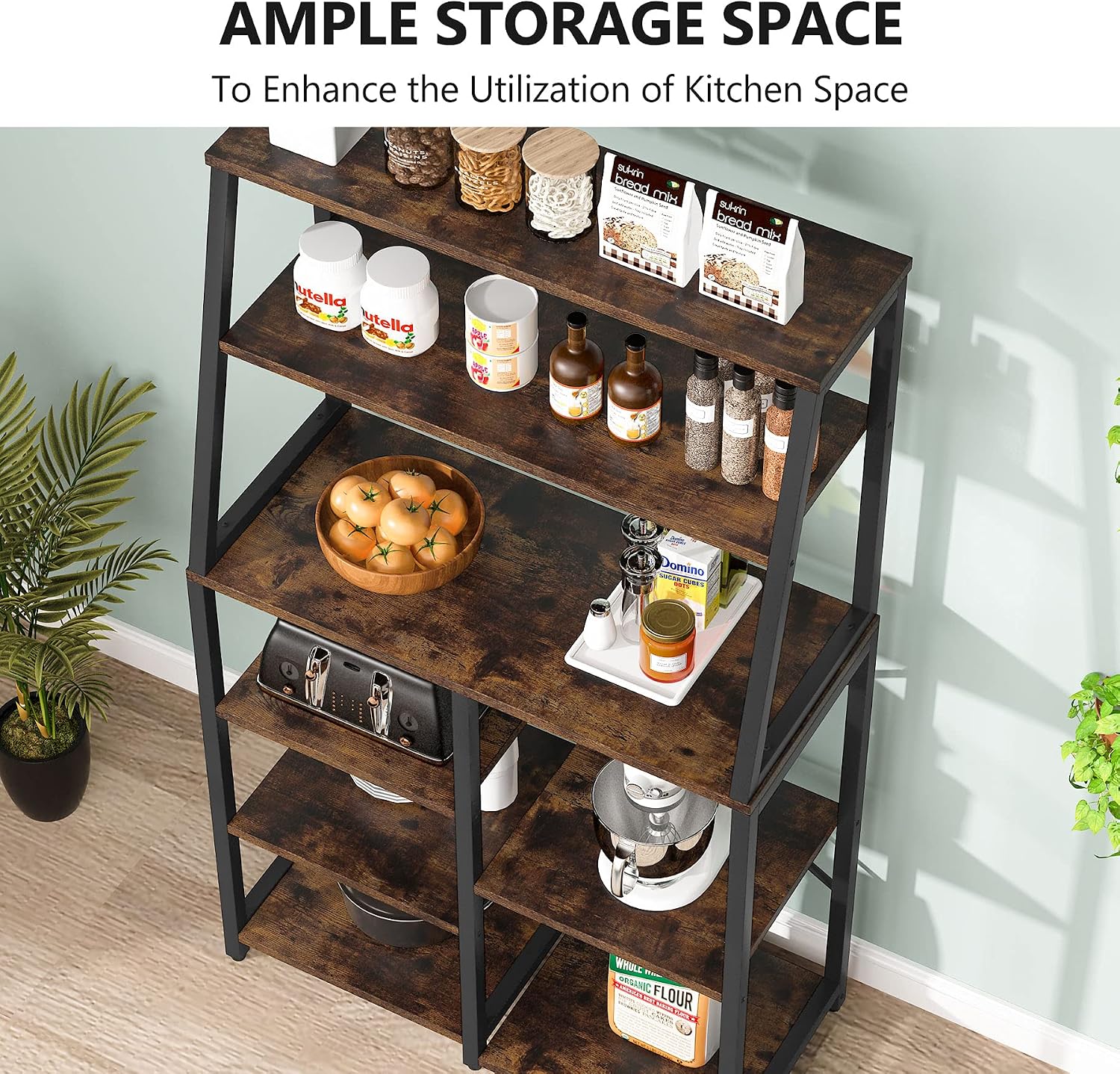 Tribesigns 8-Tier Industrial Baker's Rack with Storage Shelves, Free Standing Microwave Oven Stand Spice Rack for Kitchen, Utility Storage Shelf Organizer for Home