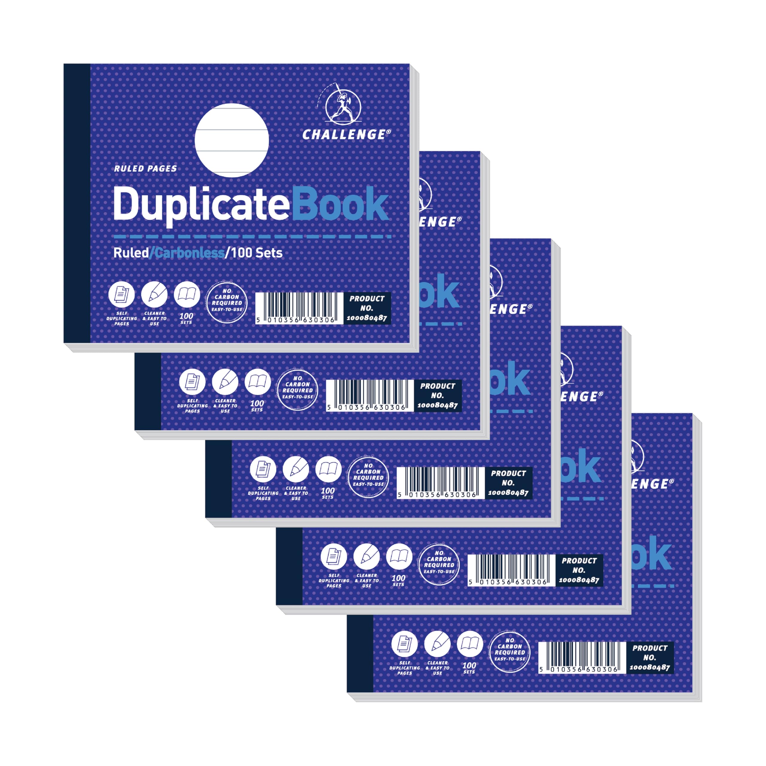 Challenge Ruled Carbonless Duplicate Book 100 Sets 105x130mm (5 Pack)
