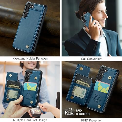 Miniatura 3 de Vinich Funda tipo cartera para Samsung Galaxy S23 con tarjetero, bloqueo RFID, ranuras de crédito, función atril, a prueba de golpes, para mujeres y