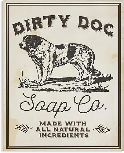 Stupell Industries Dirty Dog Soap Co - Letrero vintage de gran tamaño en lienzo estirado, fabricado con orgullo en Estados Unidos