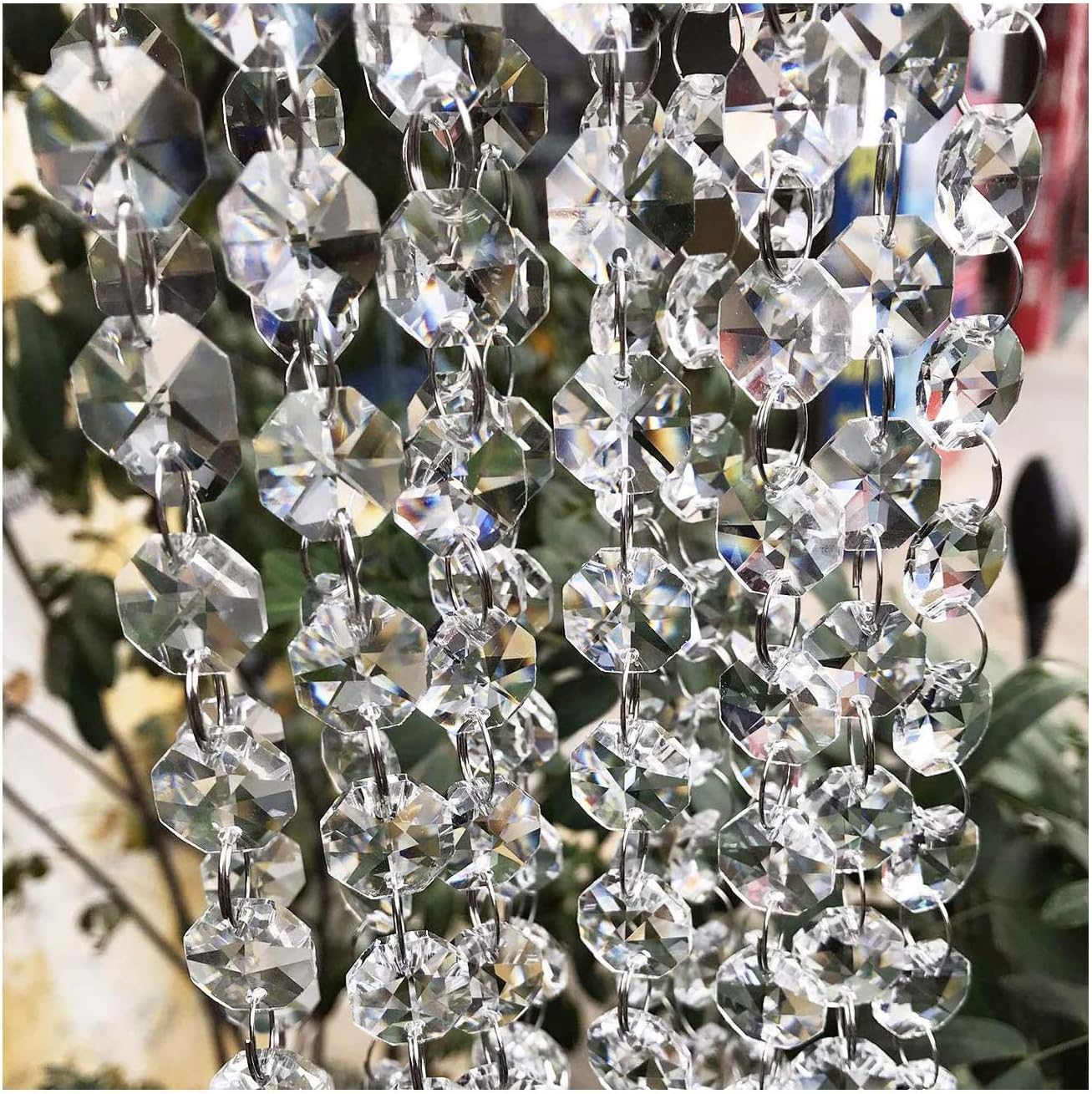 Beaded Trim 158" Crystal Beads Clear Chandelier Bead Lamp Chain for Sun Catchers Wedding Party Christmas Tree Decoration
