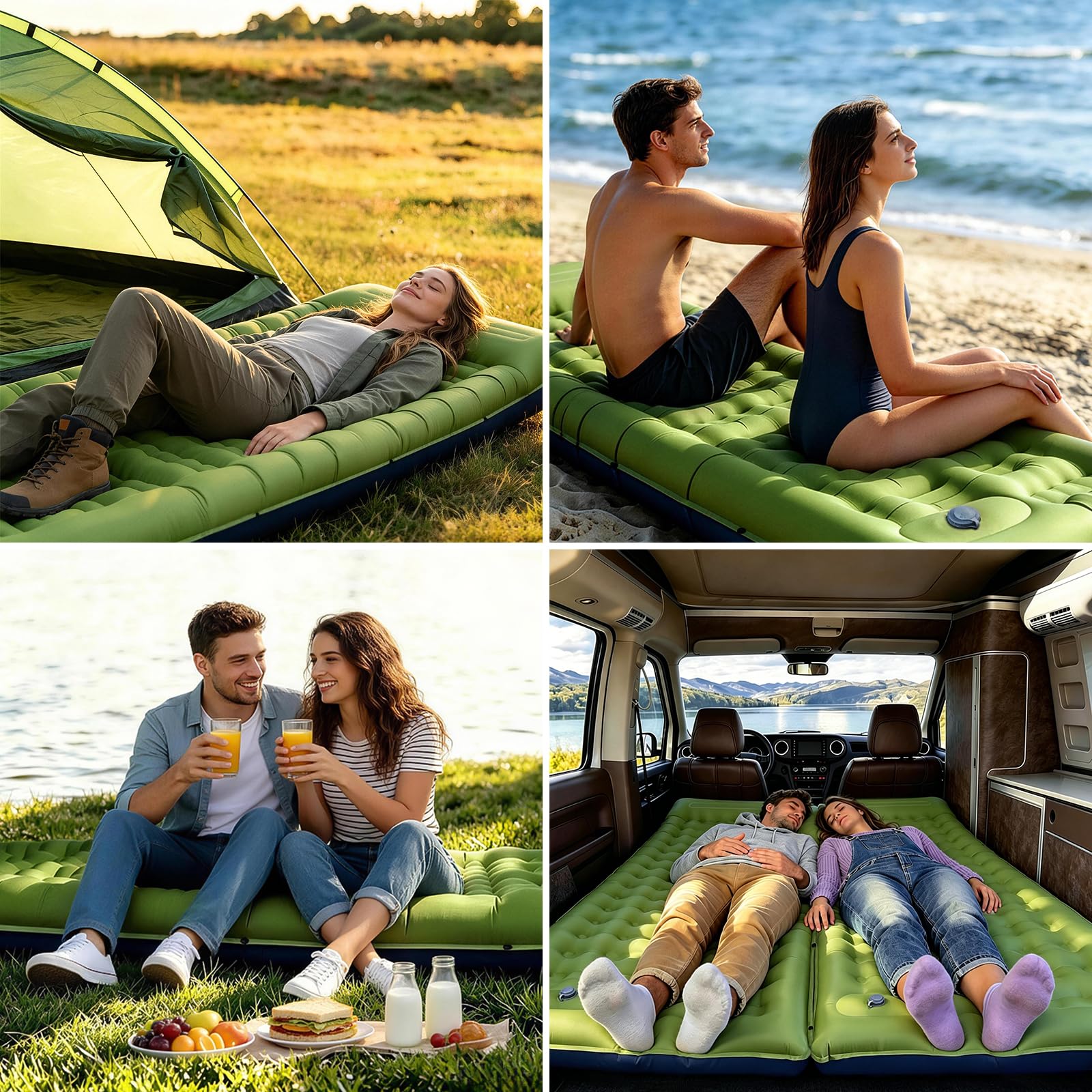 Matelas autogonflant 1 personne de Camping, 12CM Portable Tapis de Autogonflant Ultra Léger, avec Pompe à Pied et Oreiller Intégrés, Anti-Fuite, Adapté à la Randonnée, au Camping et à la Plage