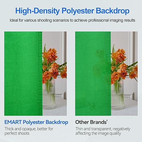 Miniatura 5 de EMART Kit de fondo de pantalla verde de 8.5 x 10 pies, paraguas de fotografía con bombillas de 5500 K, fondo verde de 6 x 9 pies con abrazaderas de