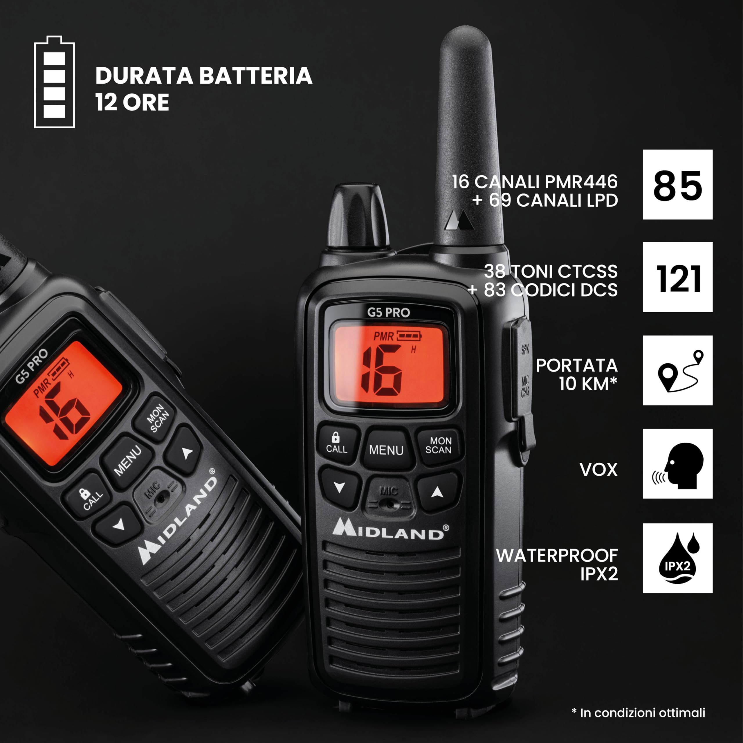 Midland G5 PRO - ricetrasmettirore pmr446/lpd - 5