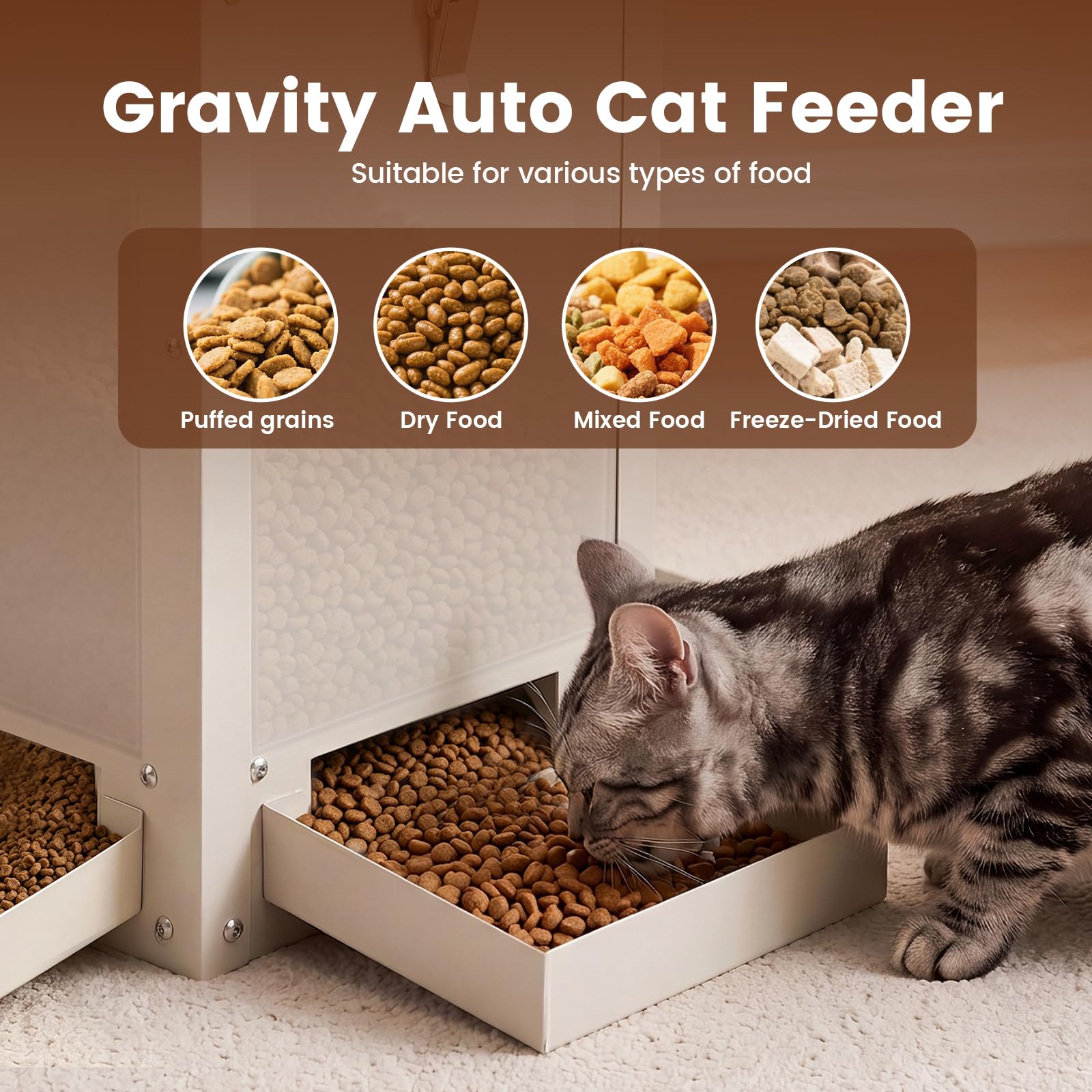 Mangiatoia automatica per gatti per 4 gatti, 5 l, distributore automatico di cibo per gatti, con ruote, per cuccioli e gattini, mangiatoia per gatti da esterno (senza ruote)