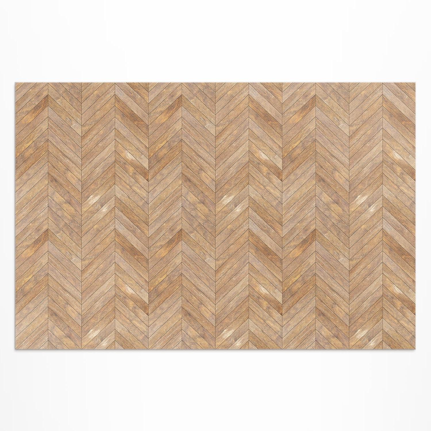 Tapis de sol vinyle 140x210 cm aspect parquet bois pour embellir votre terrasse et balcon