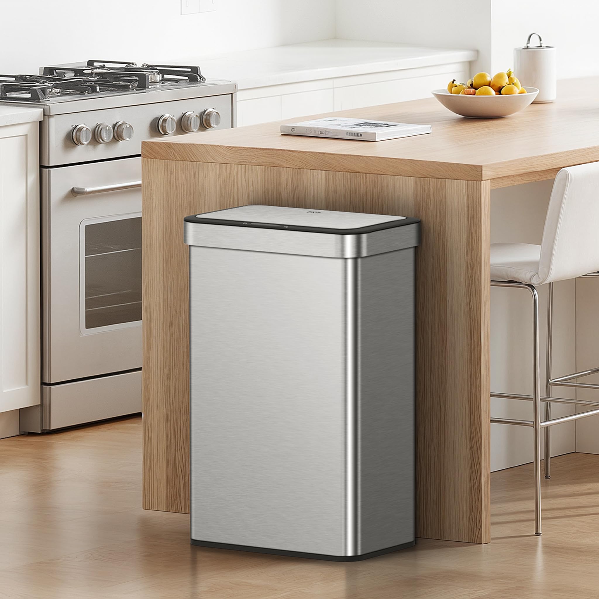 EKO NOVA Mülleimer mit Sensor 2 x 30L Edelstahl Softclose fingerabdruckfrei elektrischer Küchenmülleimer