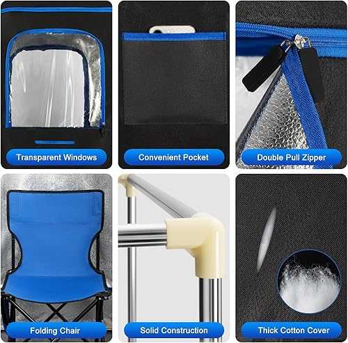 Miniatura 4 de X-Vcak Tienda de sauna de vapor portátil Oxford 31.5 * 31.5 * 70.9 in, negro y azul