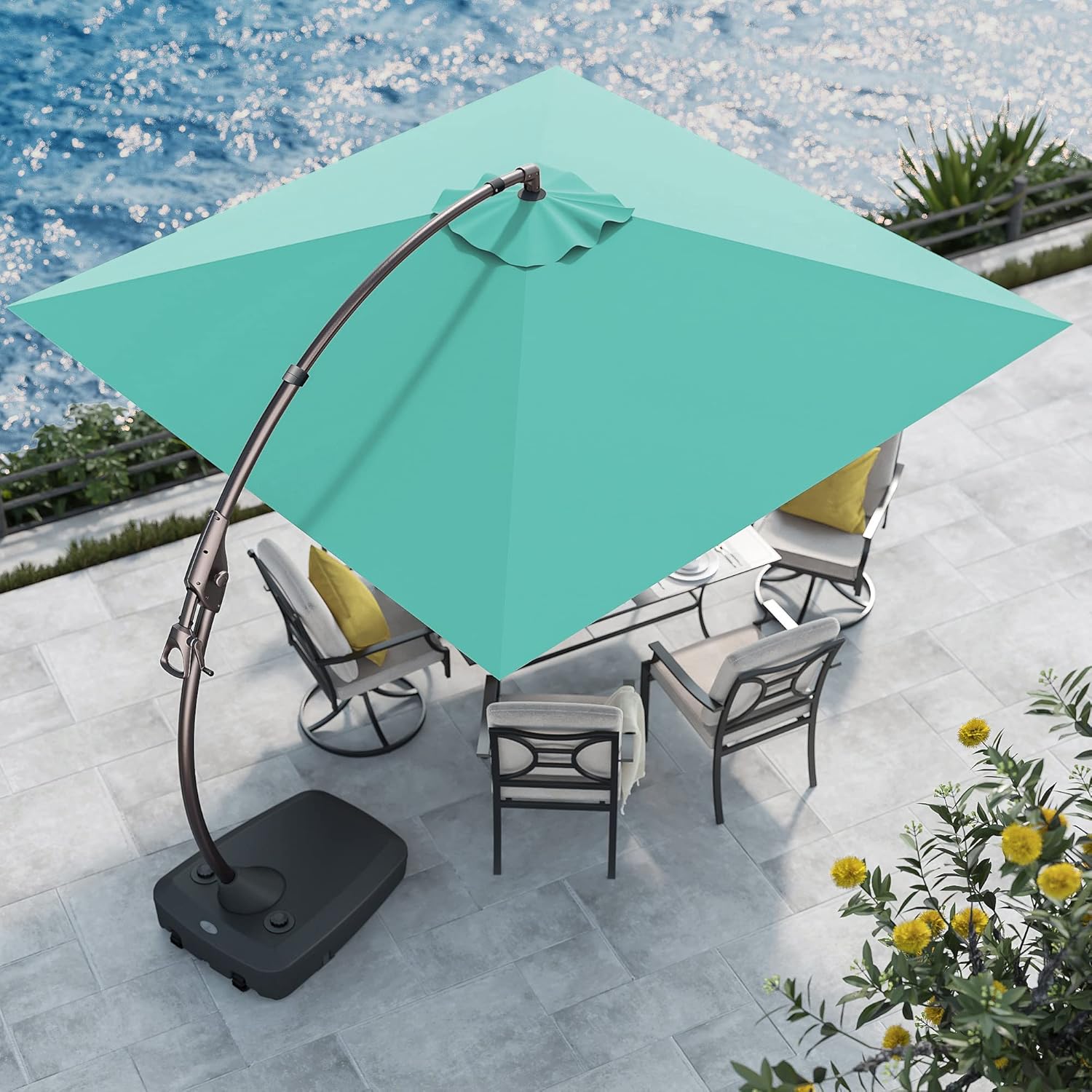 Amazon.com : Grand patio 10'X10' Sunbrella Offset Umbrella with Base ...