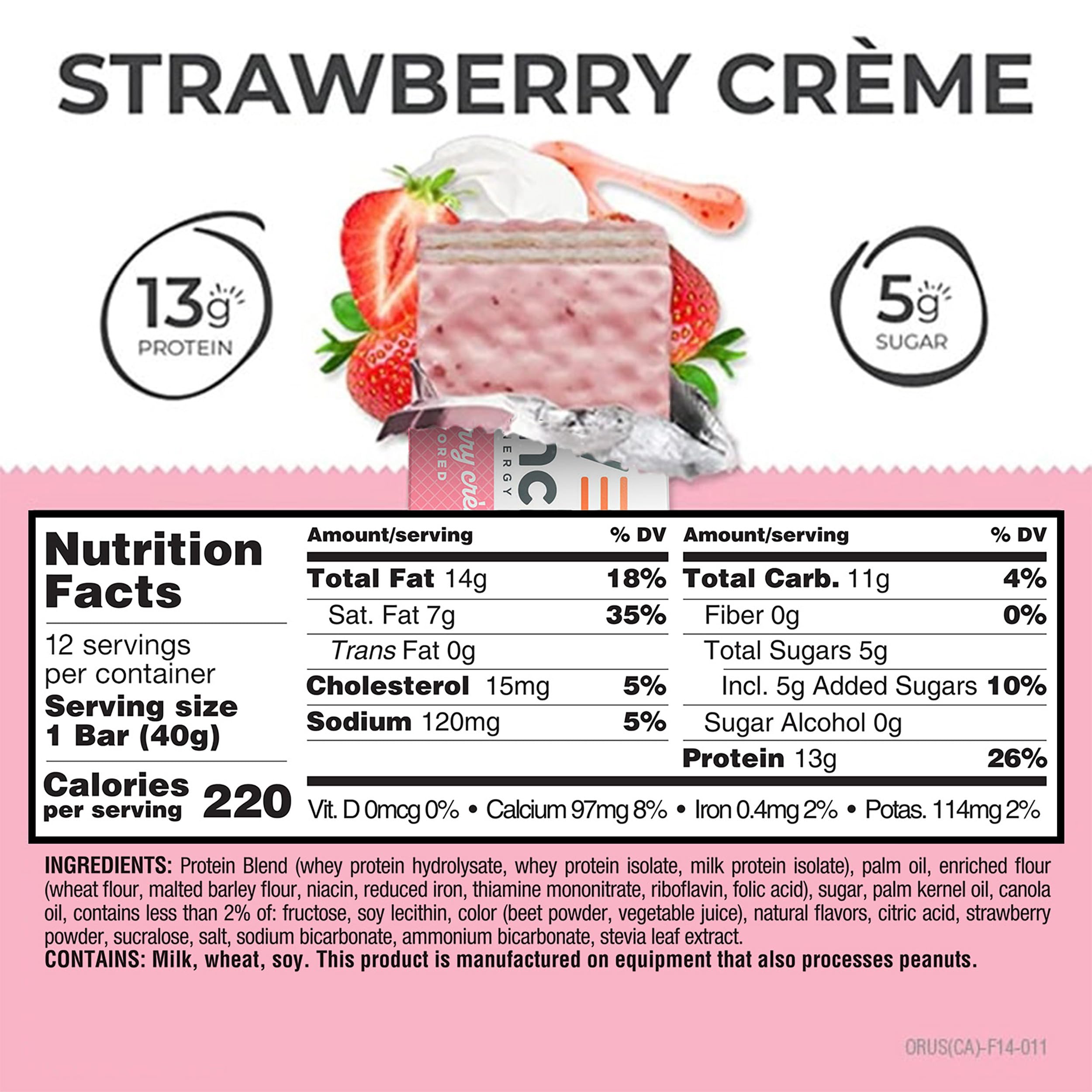 Power Crunch Barras de obleas de proteínas, aperitivos ricos en proteínas con sabor delicioso, crema de fresa, 1.4 onzas (12 unidades)