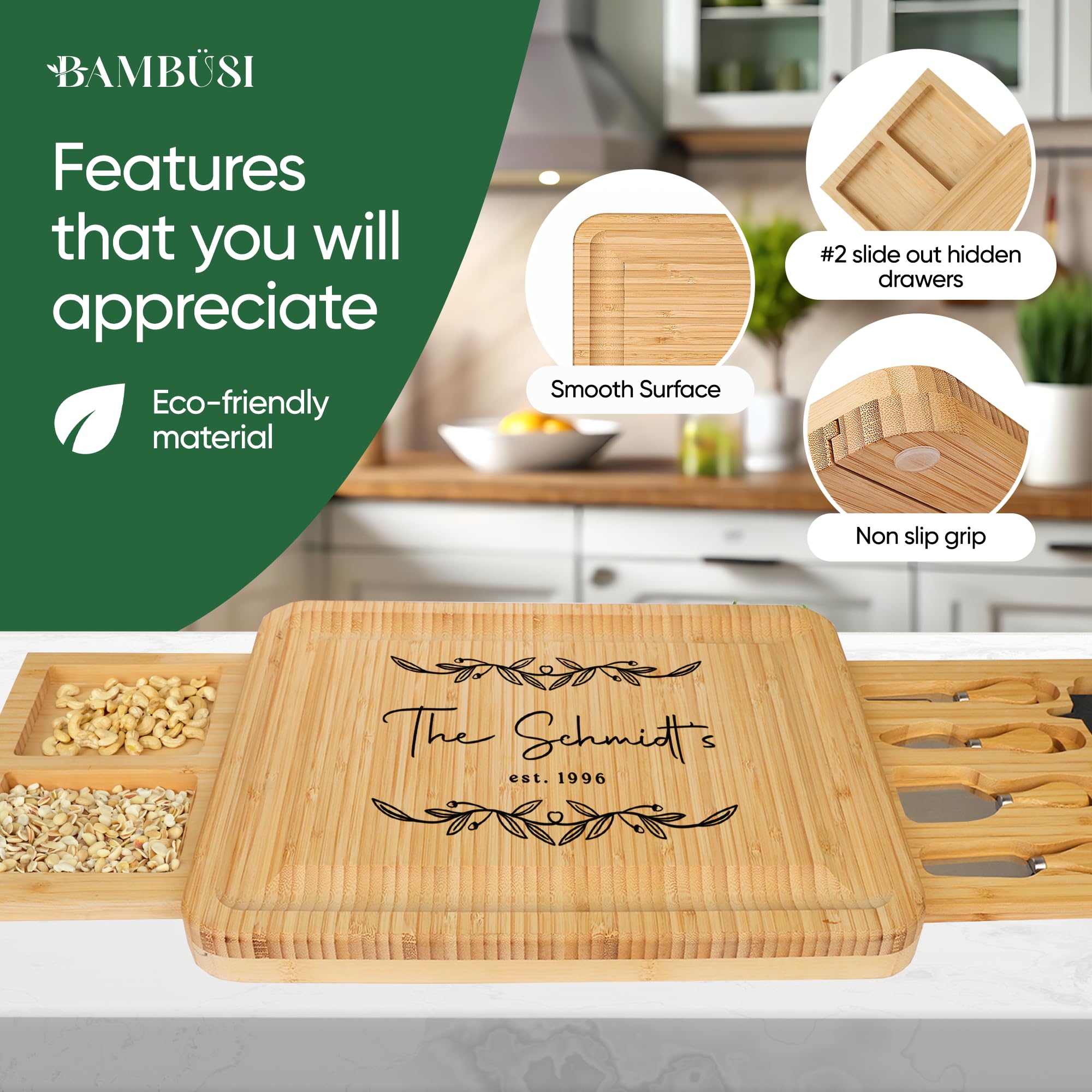Personalized Charcuterie Board Set/19pcs Cheese Board And Knife Set, R - Red Robot Engraving