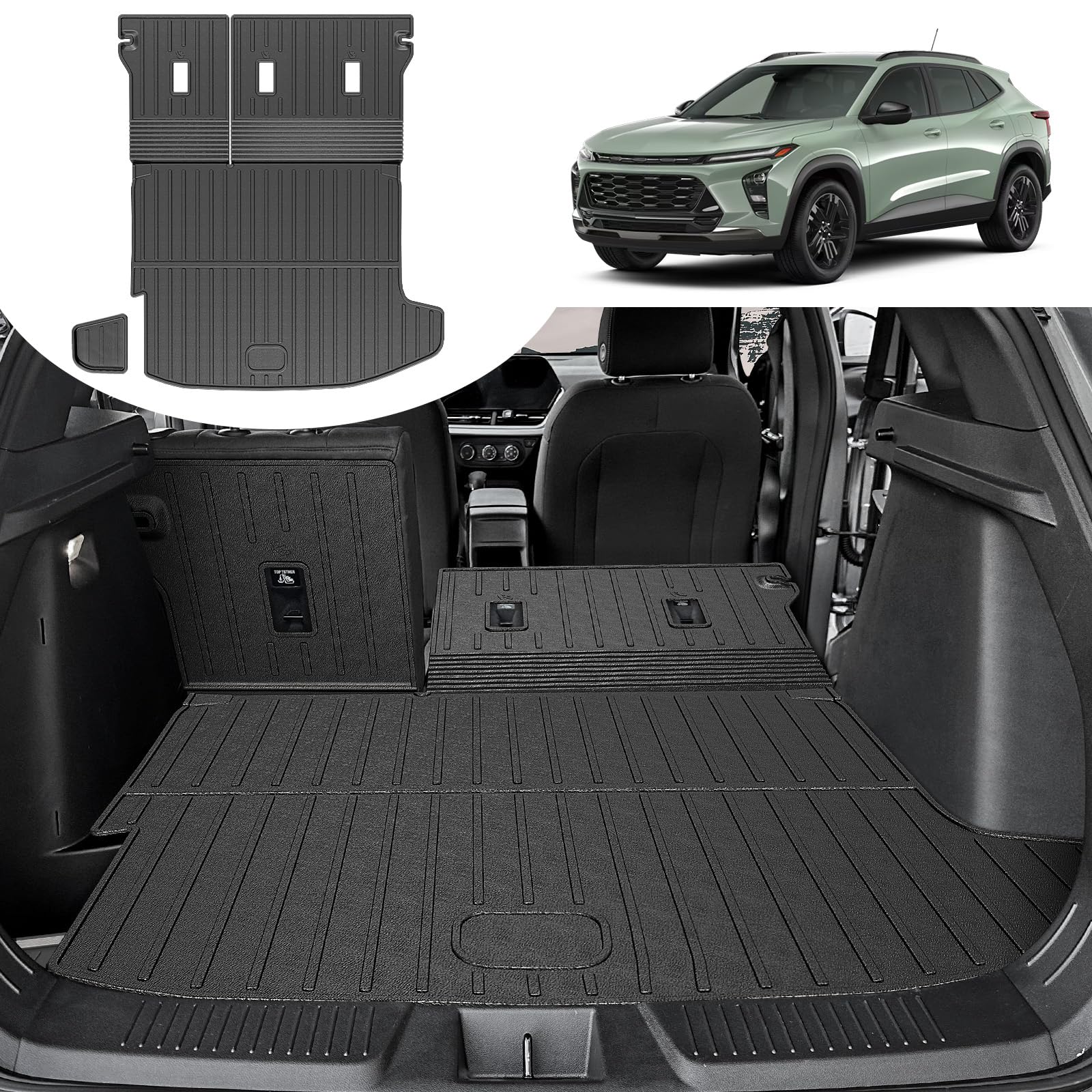 Cargo Mat for 2024 2025 Chevy Trax Accessories, All Weather Cargo Liner for 2025 Chevy Trax LT Accessories Trunk Mat with Seat Backrest Mat Include Left Storage Mat