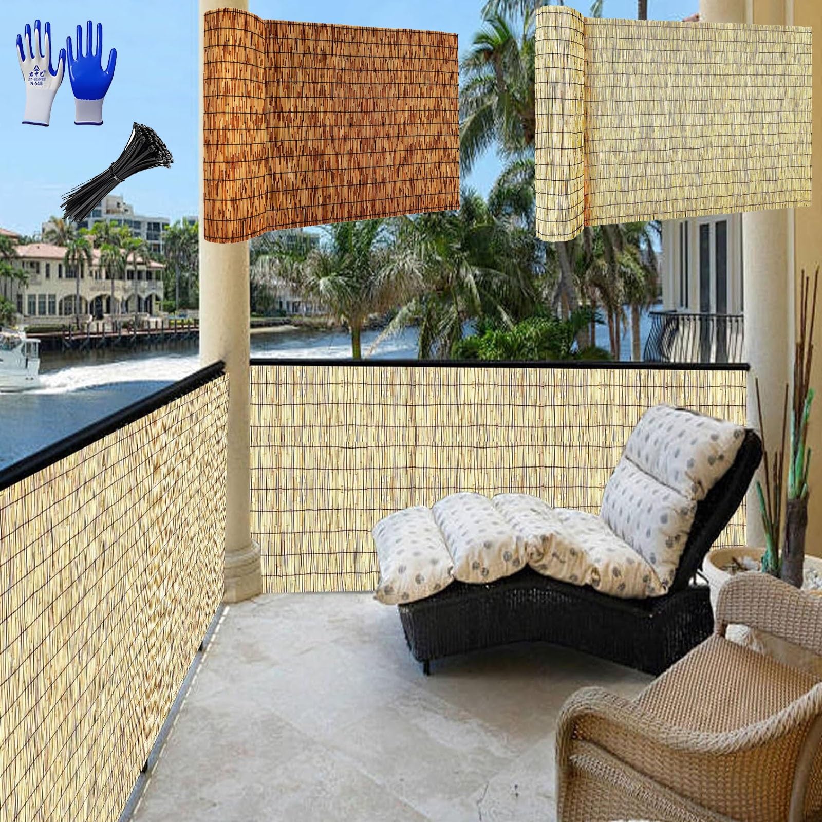 Arella in Canniccio di Bambù Pelato Naturale – Arelle Recinzione in Canna Spessa Per Giardino Balcone, Frangivento Frangivista, Canniccio Decorativo Schermo Privato per Esterni(Natural,H1.6 x L13.0m)