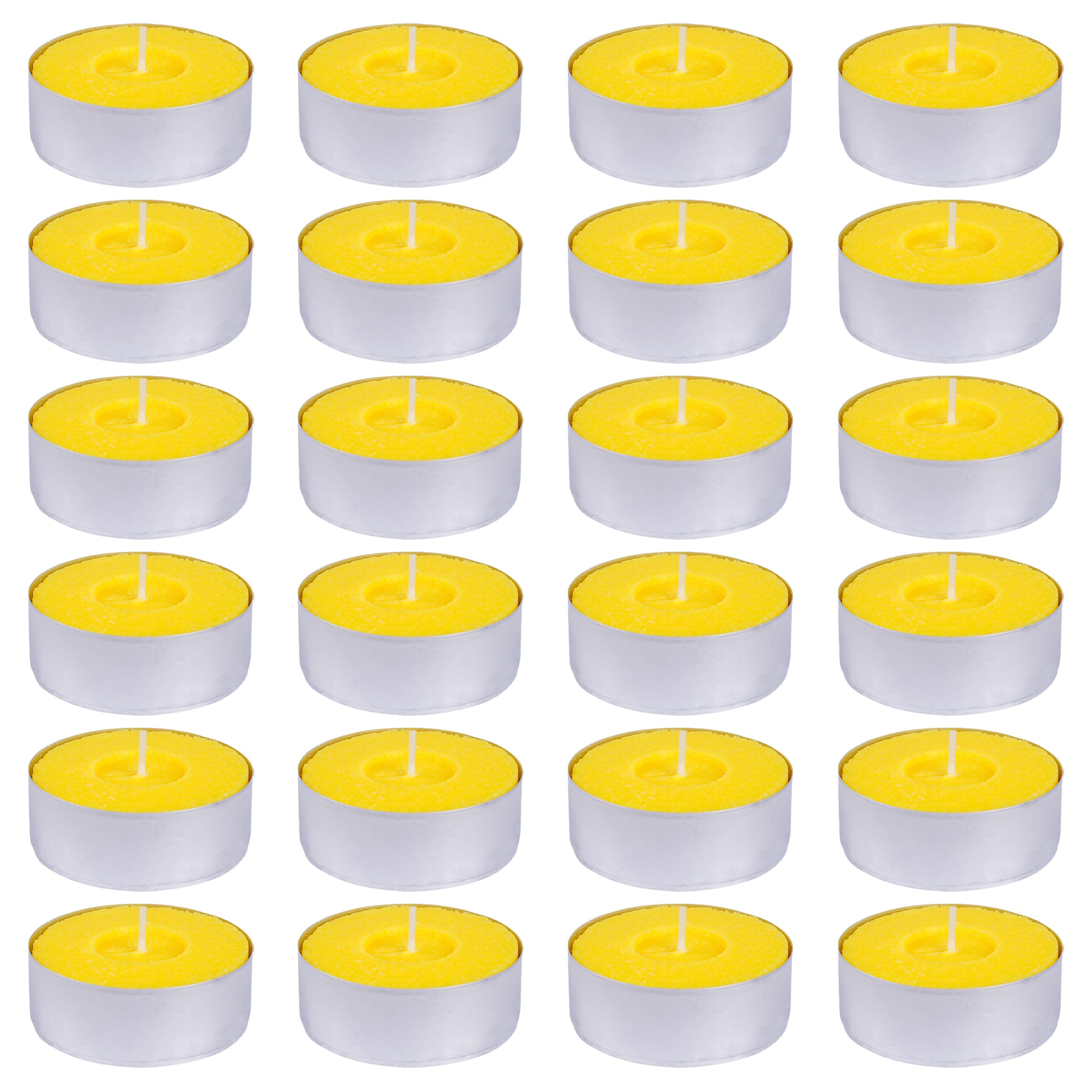 Pack de 24 Velas Aromáticas de Citronela para Exterior e Interior, Antimosquitos Naturales, Ideal para Jardín, Terraza, Barbacoas y Camping, Cera Vegetal, 60x60x20mm