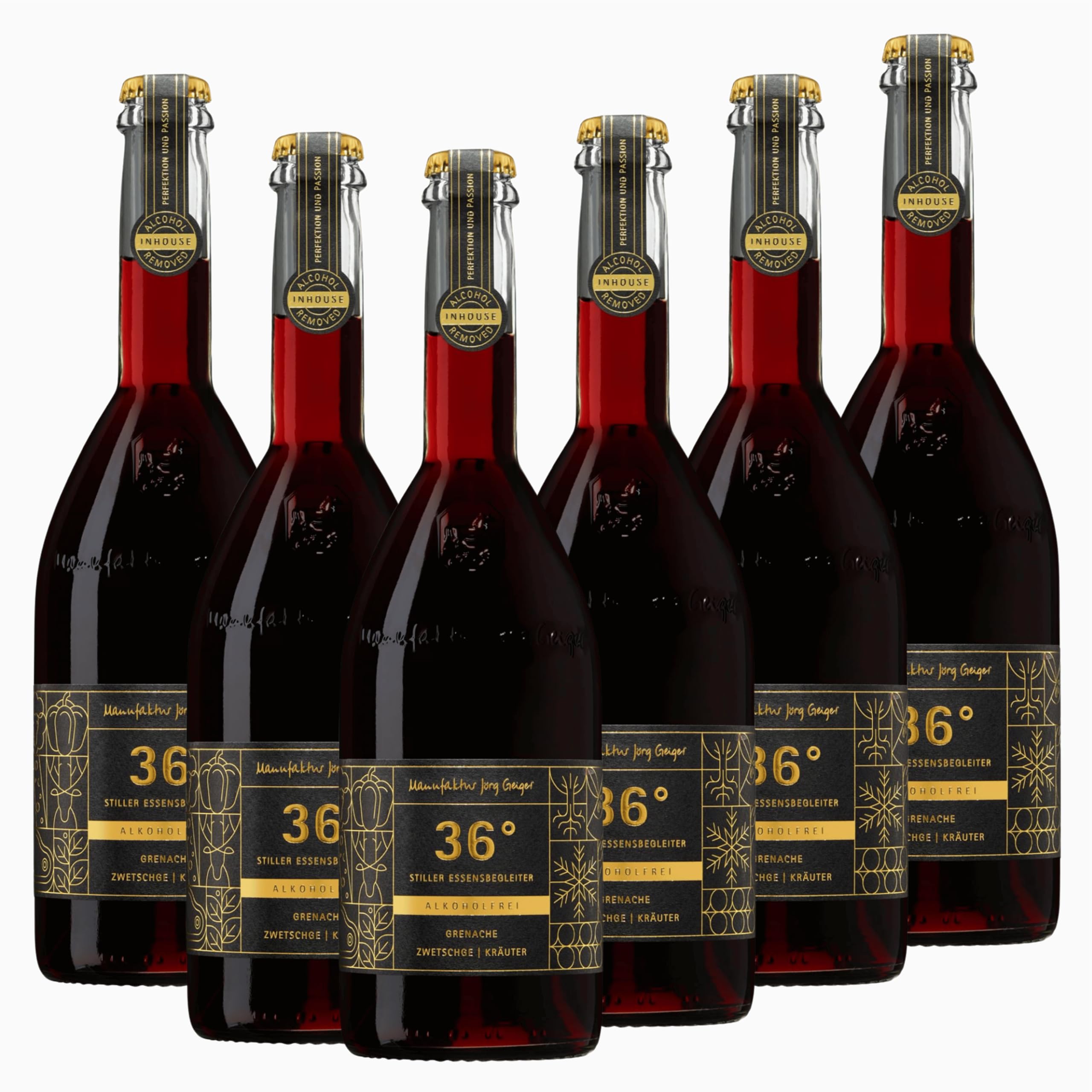 Jörg Geiger 36° Grad alkoholfrei 6x0,75l Rotwein ohne Alkohol | Alkoholfreier Rotwein von Jörg Geiger | vielschichtig, fruchtbetont und mit gratis Weinausgießer