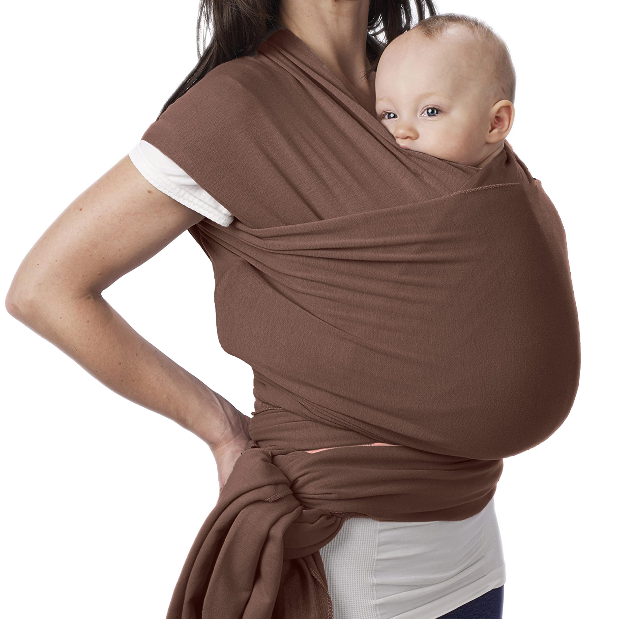 Bembika Adjustable Hands-Free Baby Sling Carrier Baby Wrapping Cloth for New Born with Comfortable Carrying Positions Lightweight & Travel Friendly Foldable Baby Wraping Cloth-(Coffee)