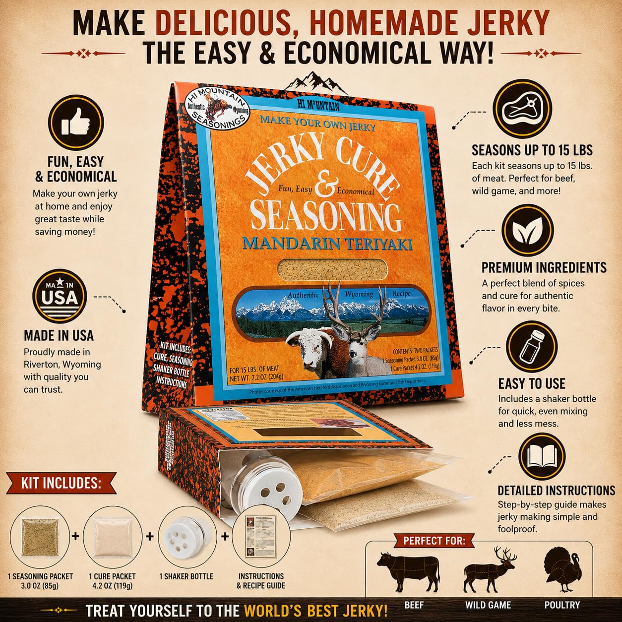 Hi Mountain Mandarin Teriyaki Jerky Seasoning and Cure