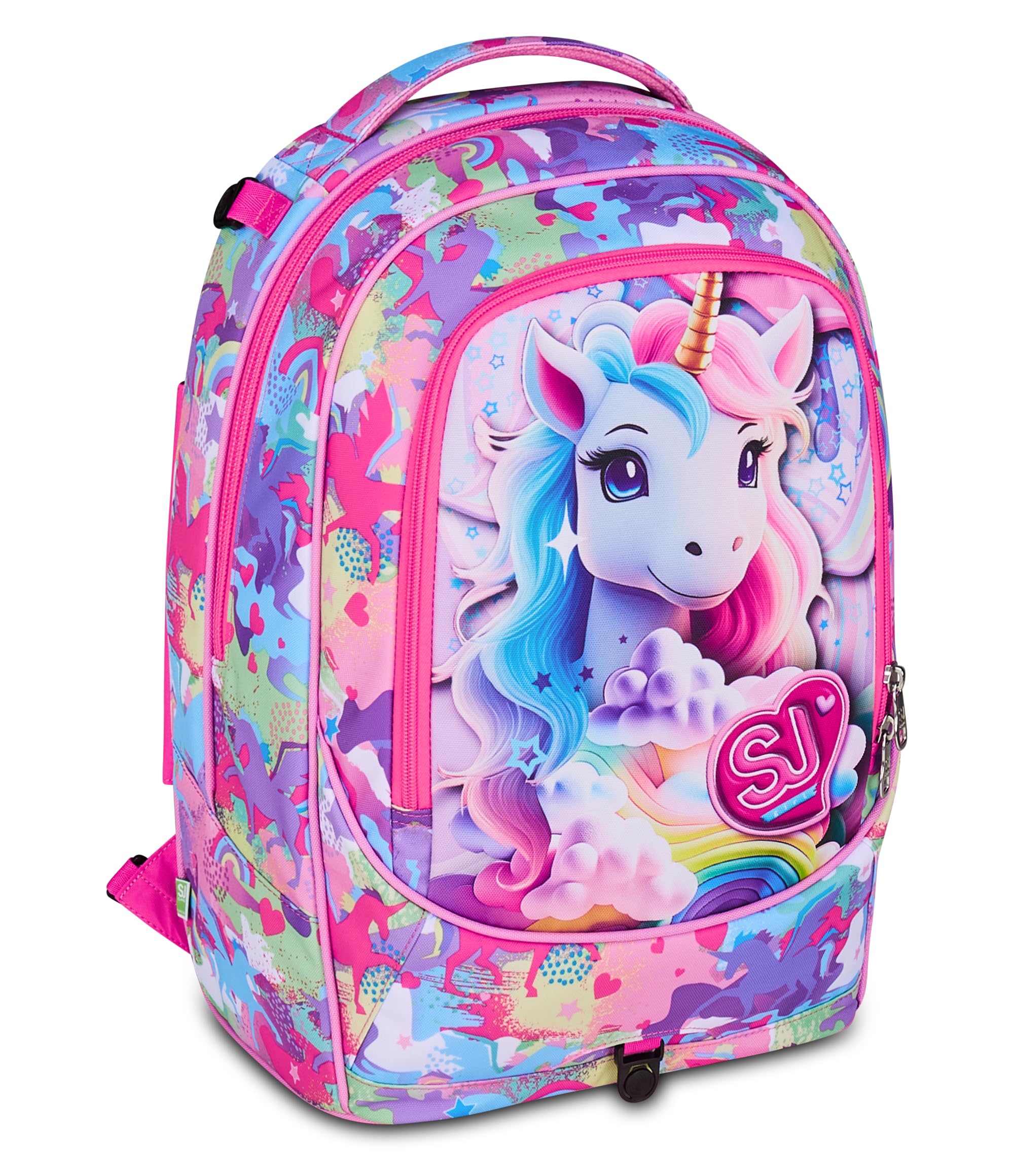 SJ GANG STYLE JAM GANG Trolley Scuola Cuccioli New Tech, Rosa, 3 in 1, Triplo Uso, Zaino con Carrello Sganciabile e Crossover System, Scuola Elementare, Bambina