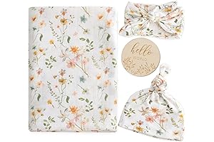 Floral Wildflower Nursery Decor Newborn Baby Swaddle Receiving Blankets