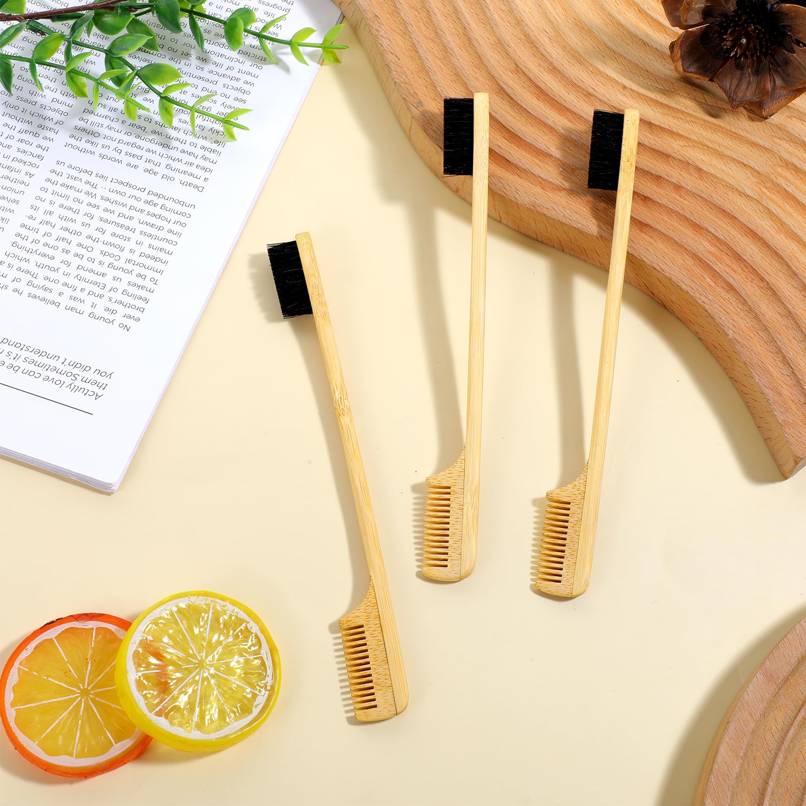 Cepillo de control de bordes, 3 piezas de cepillo de borde resistente para bigote para hombres, cepillo de borde 2 en 1, peine de peinado, herramientas de cuidado suave, accesorios compactos para 7
