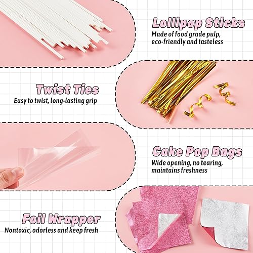 Miniatura 4 de JOERSH Kit de 402 piezas para tartas, incluye palitos para tartas y bolsas de paquetes, lazos giratorios, rodillo para tartas con asas, bolígrafo